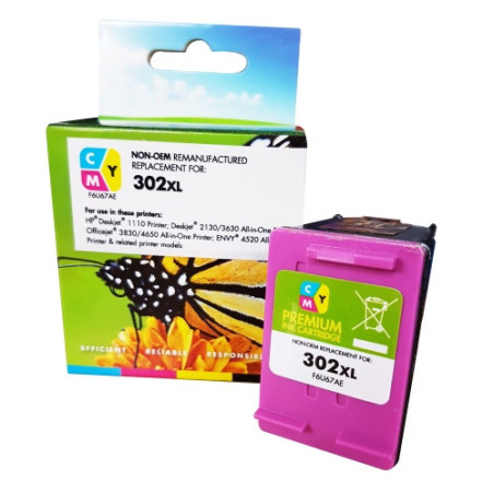 Tinteiro Compatível HP 302XL Colorido (F6U67AE)