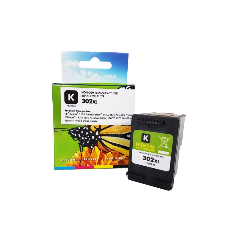 Tinteiro Compatível HP 302XL Preto (F6U68AE)